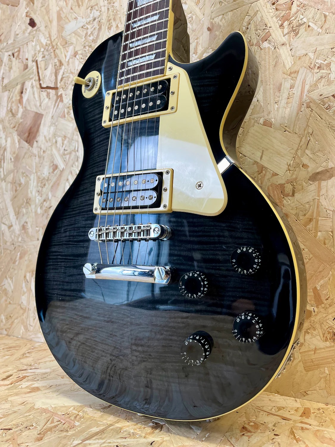 2001 Epiphone Les Paul 7 String Made in Korea - Black Translucent - Pre-owned - Image 3