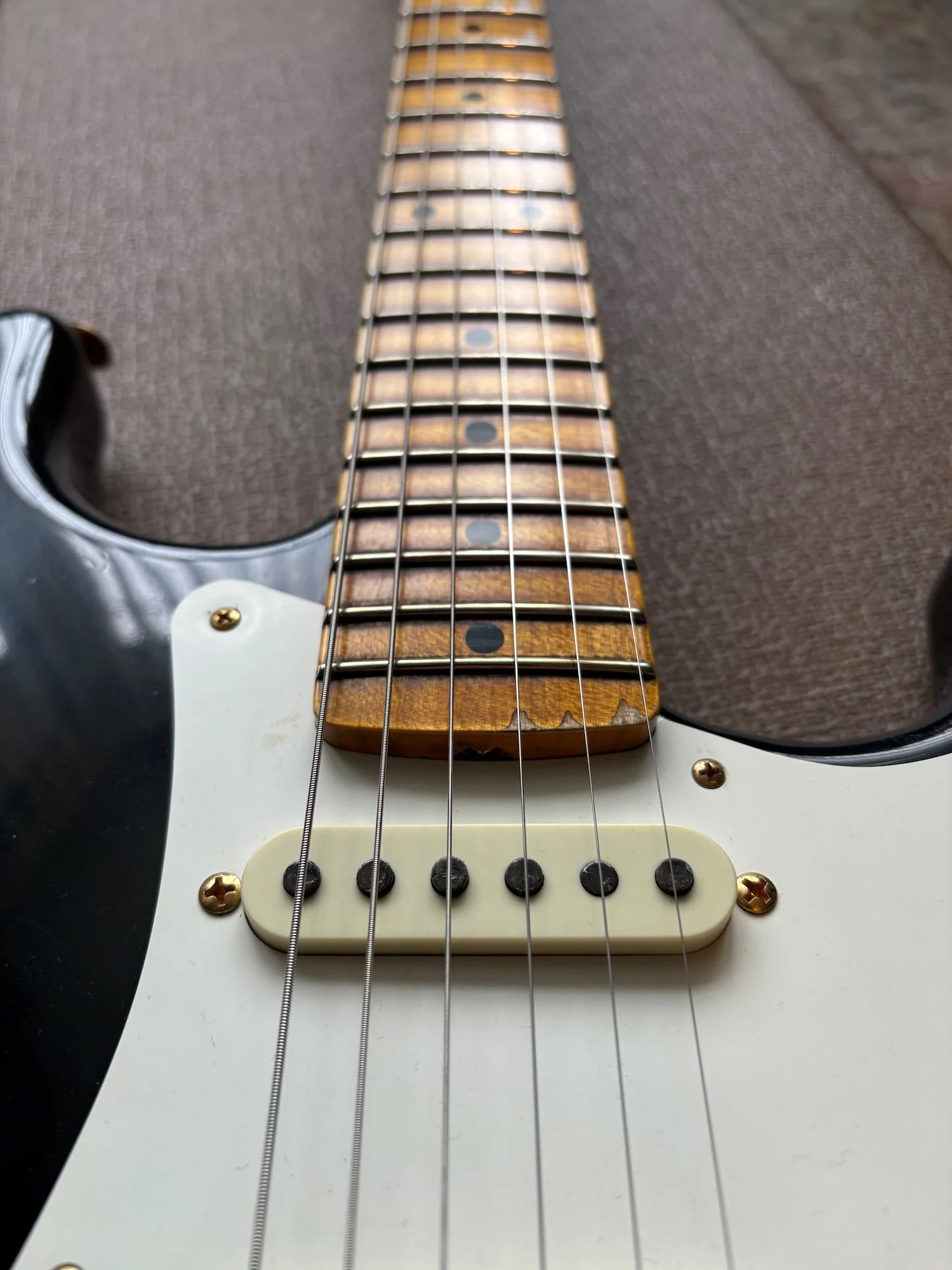 2024 Fender Stratocaster 1957 Custom Shop Relic Limited Edition Black with Gold Hardware w/OHSC - Image 20