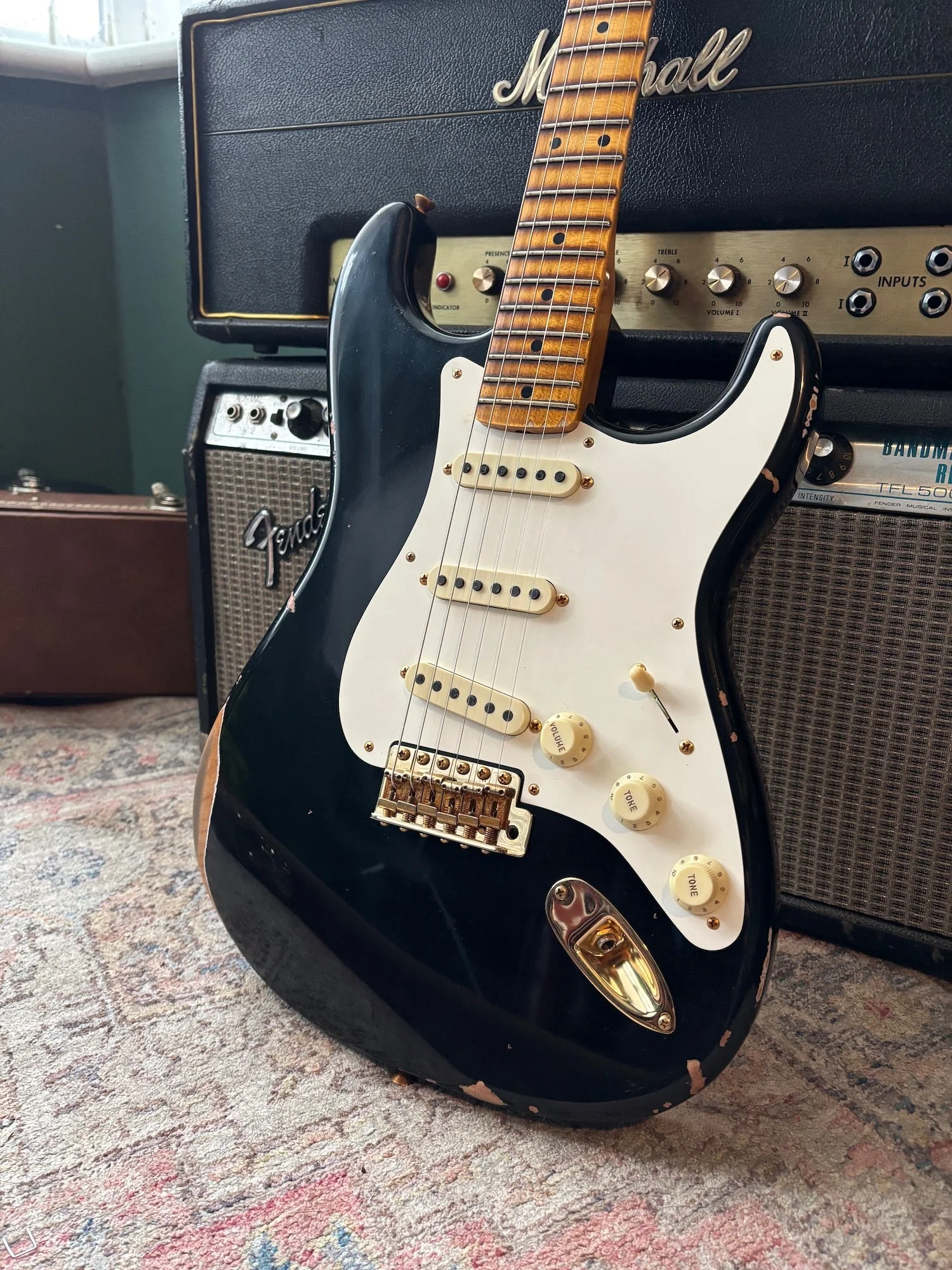 2024 Fender Stratocaster 1957 Custom Shop Relic Limited Edition Black with Gold Hardware w/OHSC - Image 21