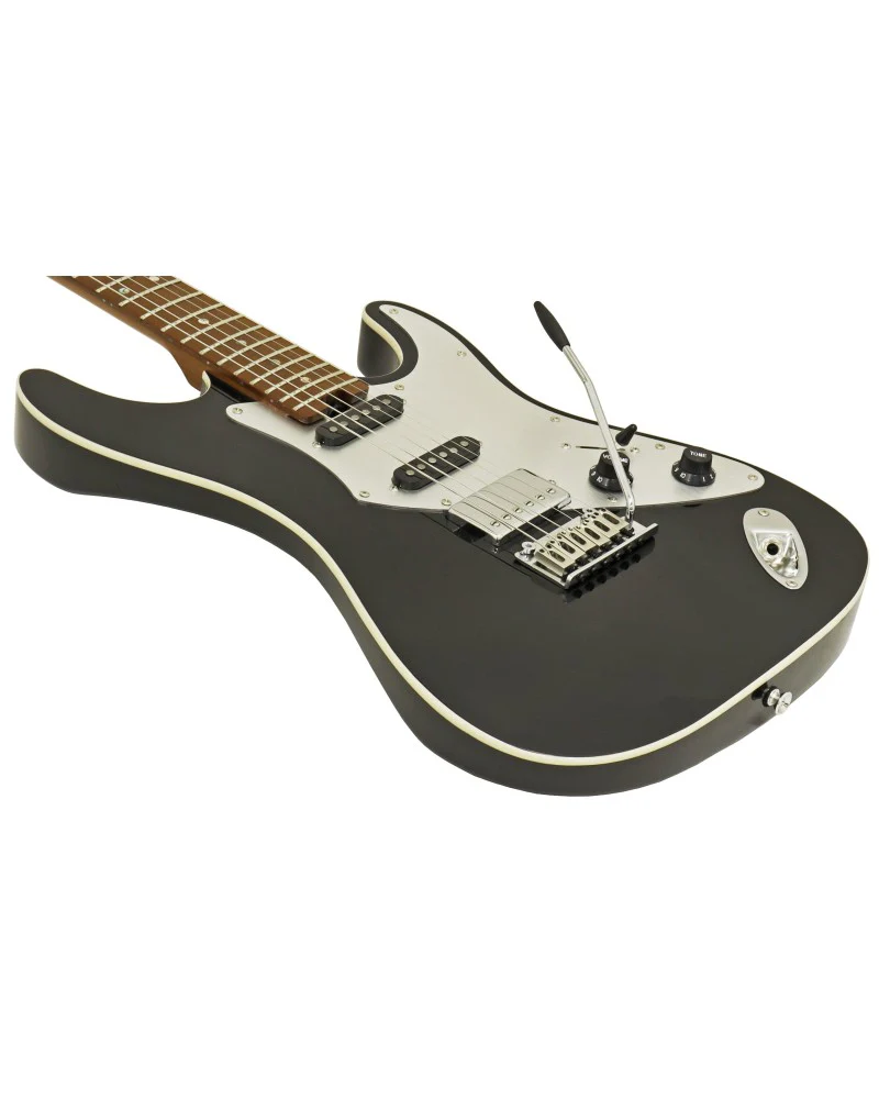 Aria Pro II Hot Rod Collection 714-GTR Black Electric Guitar with Aluminium Pickguard - Image 3