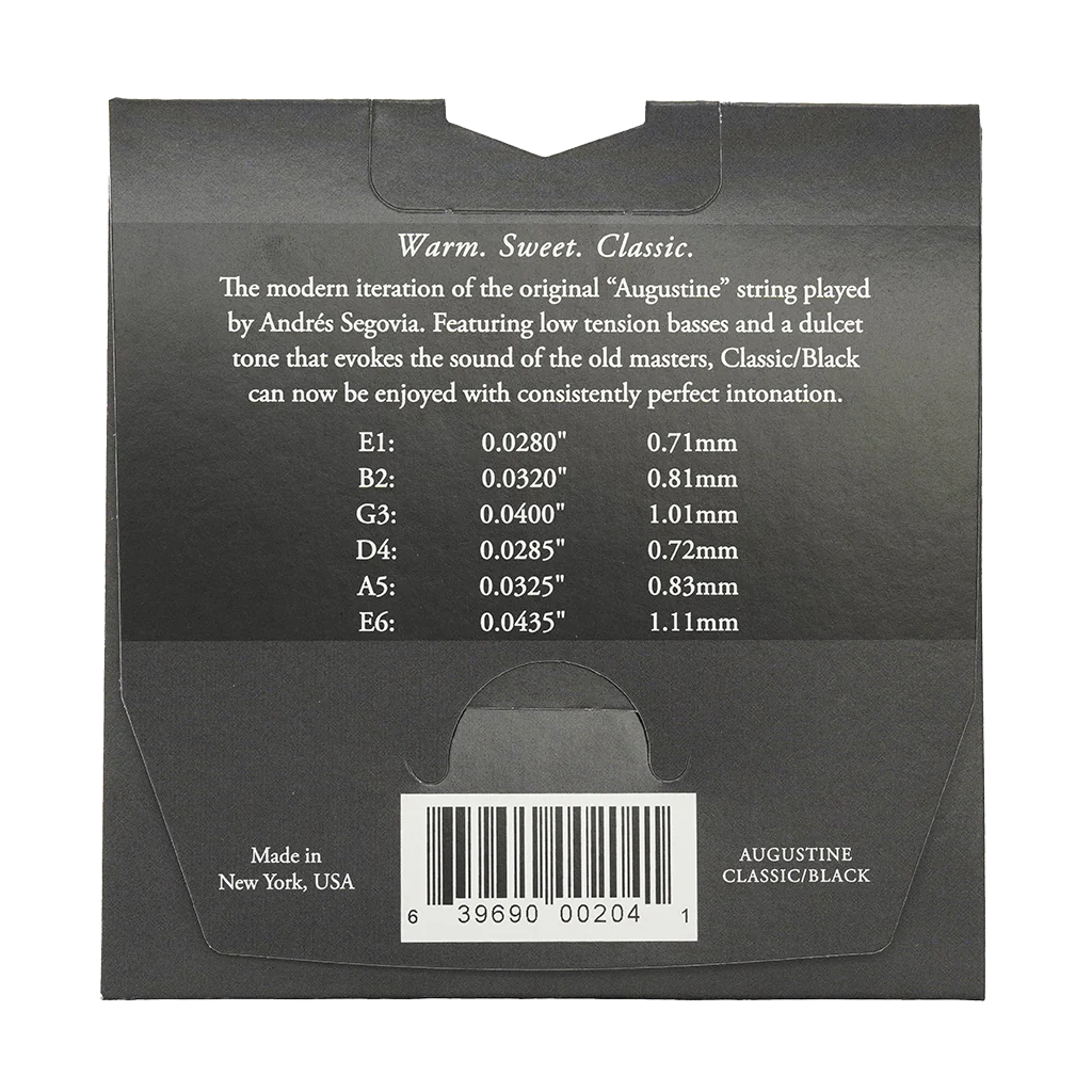 Augustine Black Label Classical Guitar Strings - Normal Tension Trebles, Low Tension Basses - Image 2