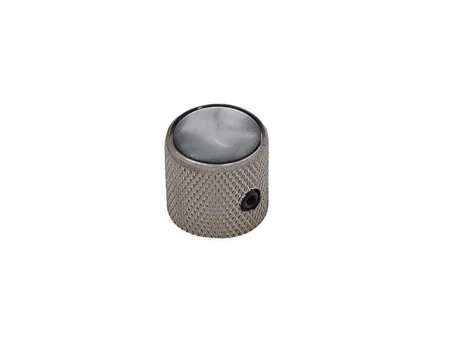 Dome Knob with Black Pearl Inlay for Electric Guitar & Bass - Black Nickel