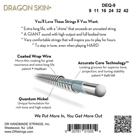 DR Strings Dragon Skin+ Coated Electric Guitar Strings Light 9-42 - Image 2