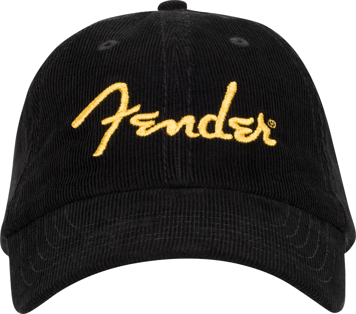 Fender® Gold Spaghetti Logo Corduroy Baseball Hat, Black, One Size - Image 2