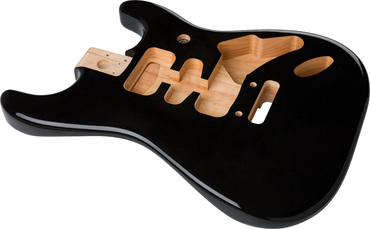 Fender Deluxe Series Stratocaster® HSH Alder Body 2 Point Bridge Mount, Black - Image 3