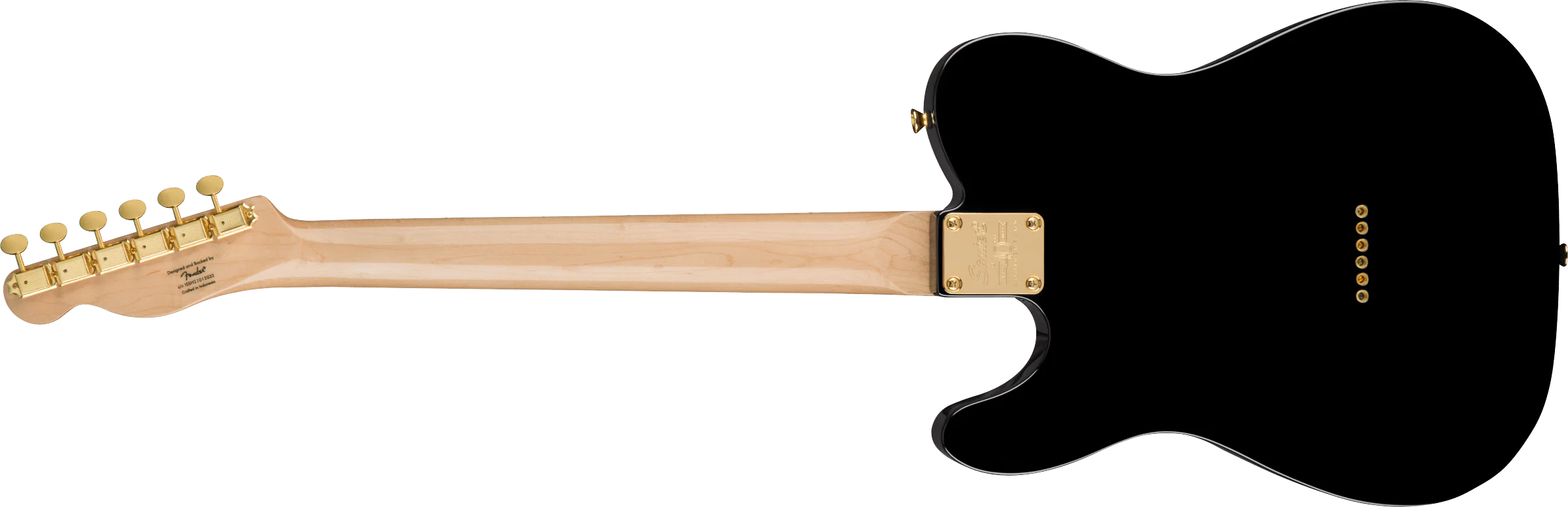 Fender Squier 40th Anniversary Telecaster®, Gold Edition, Laurel Fingerboard, Gold Anodized Pickguard, Black - Image 4