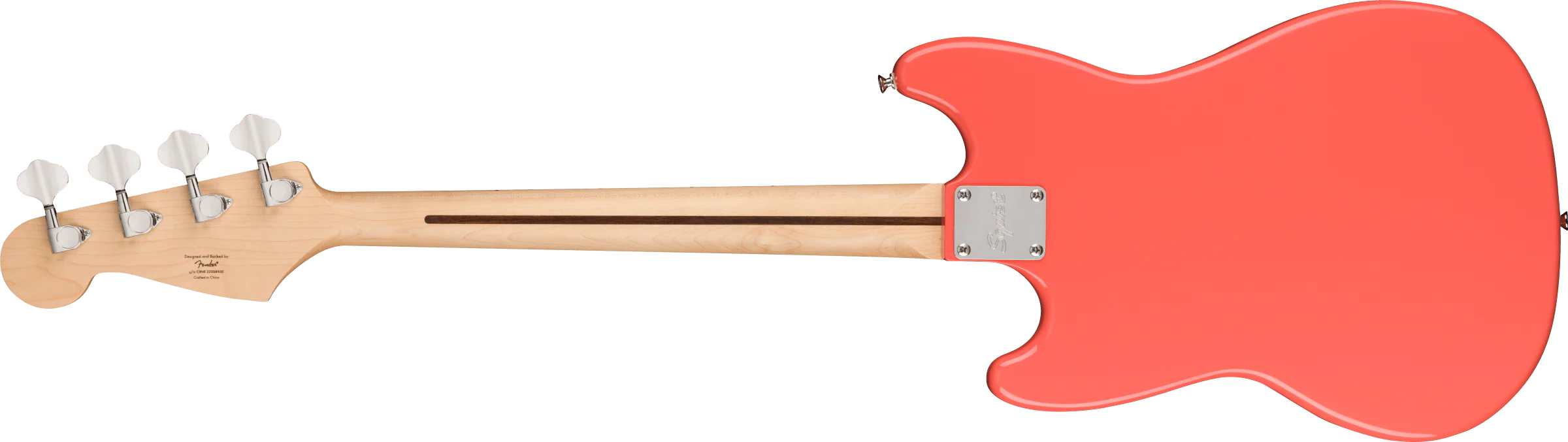 Fender Squier Sonic™ Bronco™ Bass, Maple Fingerboard, White Pickguard, Tahitian Coral - Image 2