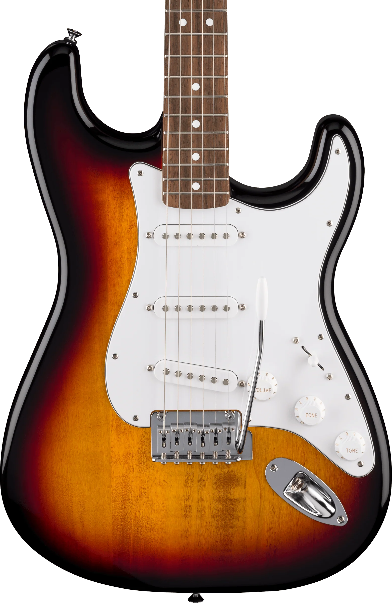 Fender Standard Stratocaster®, Laurel Fingerboard, White Pickguard, 3-Tone Sunburst - Image 3