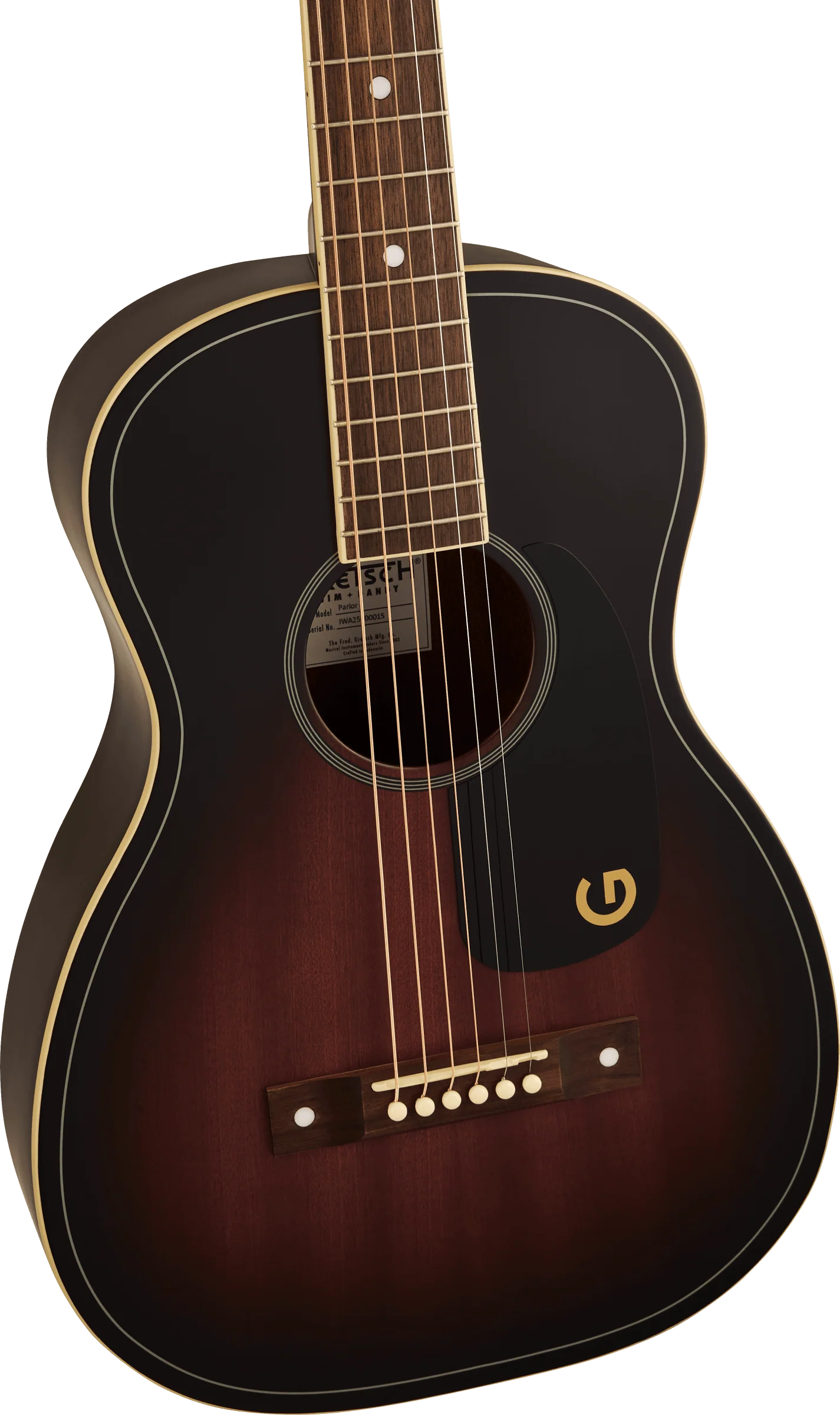 Jim Dandy™ Parlor, Walnut Fingerboard, Black Pickguard, Deep Cherry Burst - Image 3