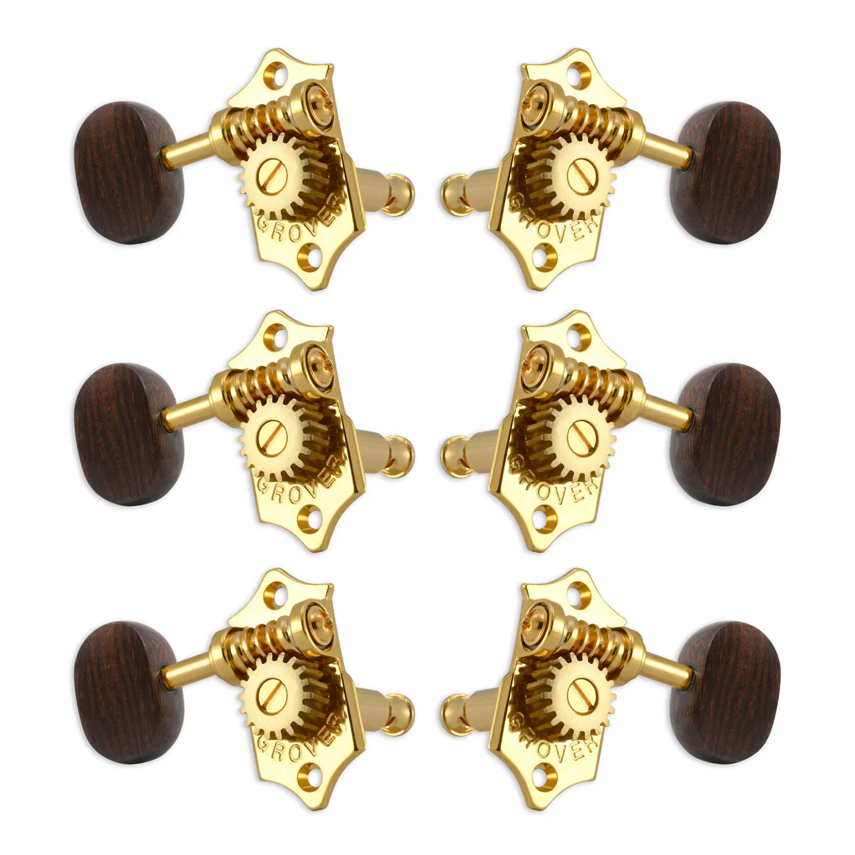 Grover STA-TITE Machineheads ~ 3+3 ~ Vertical ~ Gold ~ Rosewood Buttons - Image 2