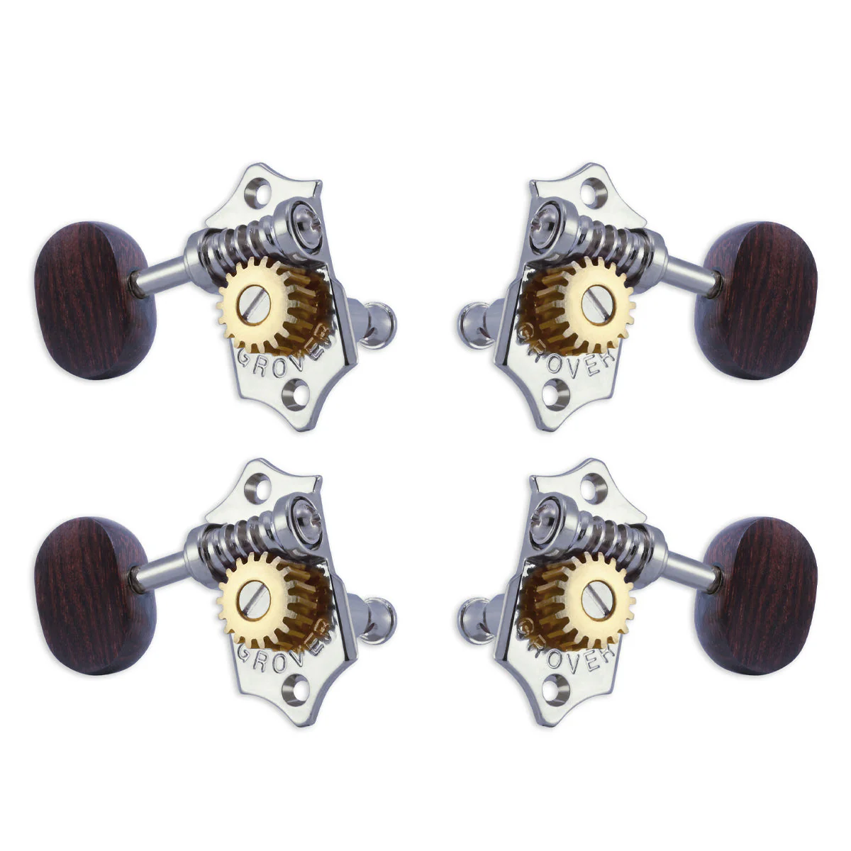 Grover U99 Series Sta-Tite Ukulele Pegs (Set of 4) ~ Chrome ~ Rosewood Buttons - Image 2