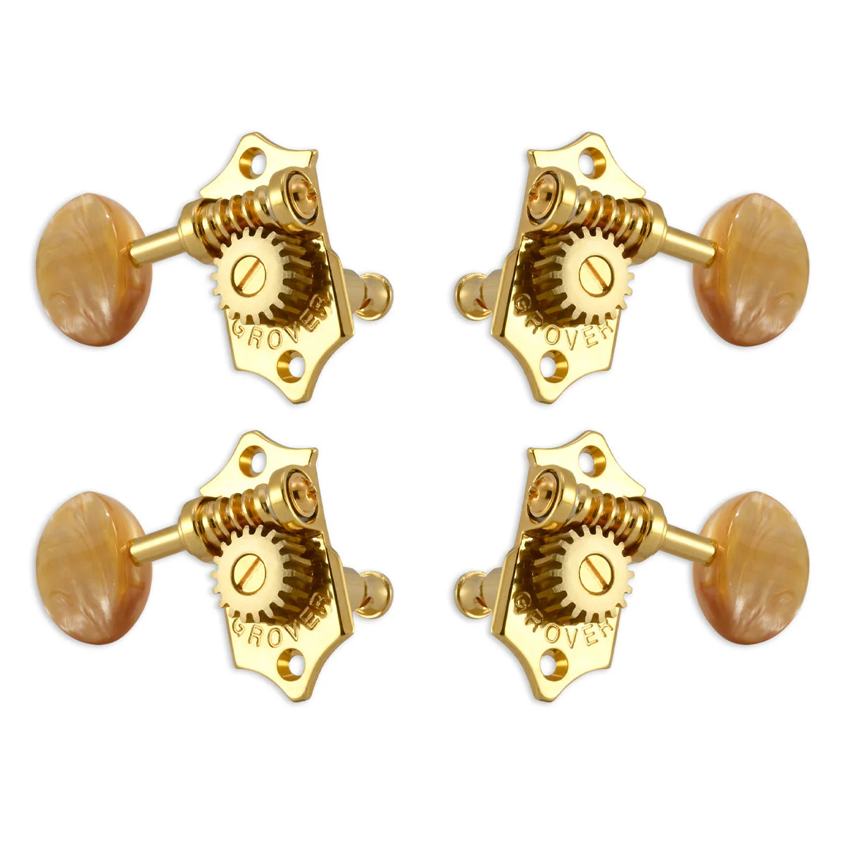 Grover U99 Series Sta-Tite Ukulele Pegs (Set of 4) ~ Gold ~ Acrylic Buttons - Image 2