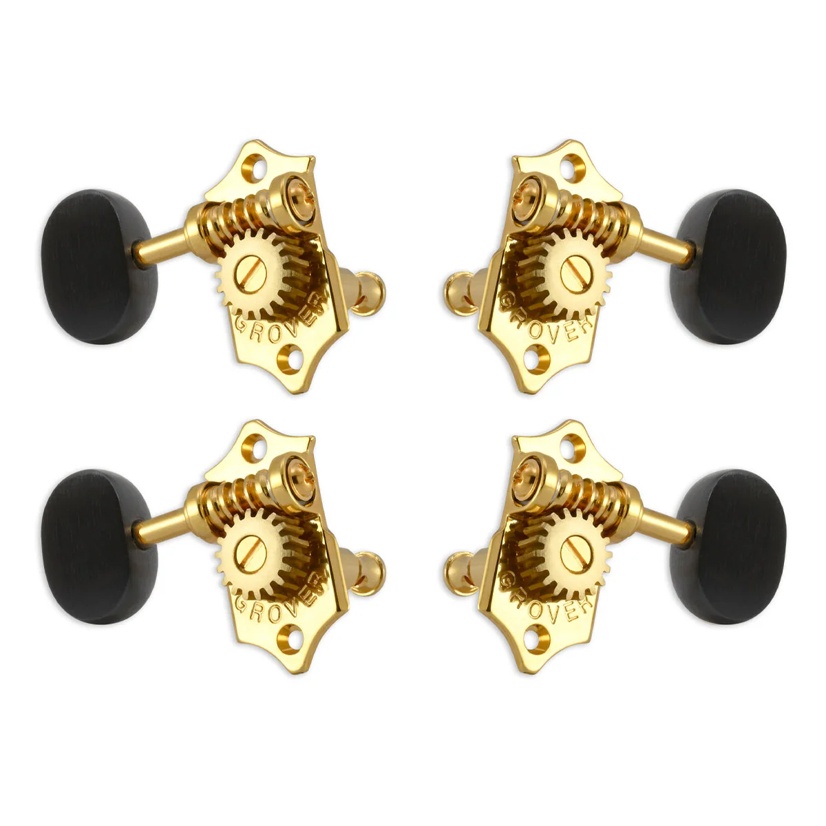 Grover U99 Series Sta-Tite Ukulele Pegs (Set of 4) ~ Gold ~ Ebony Buttons - Image 2