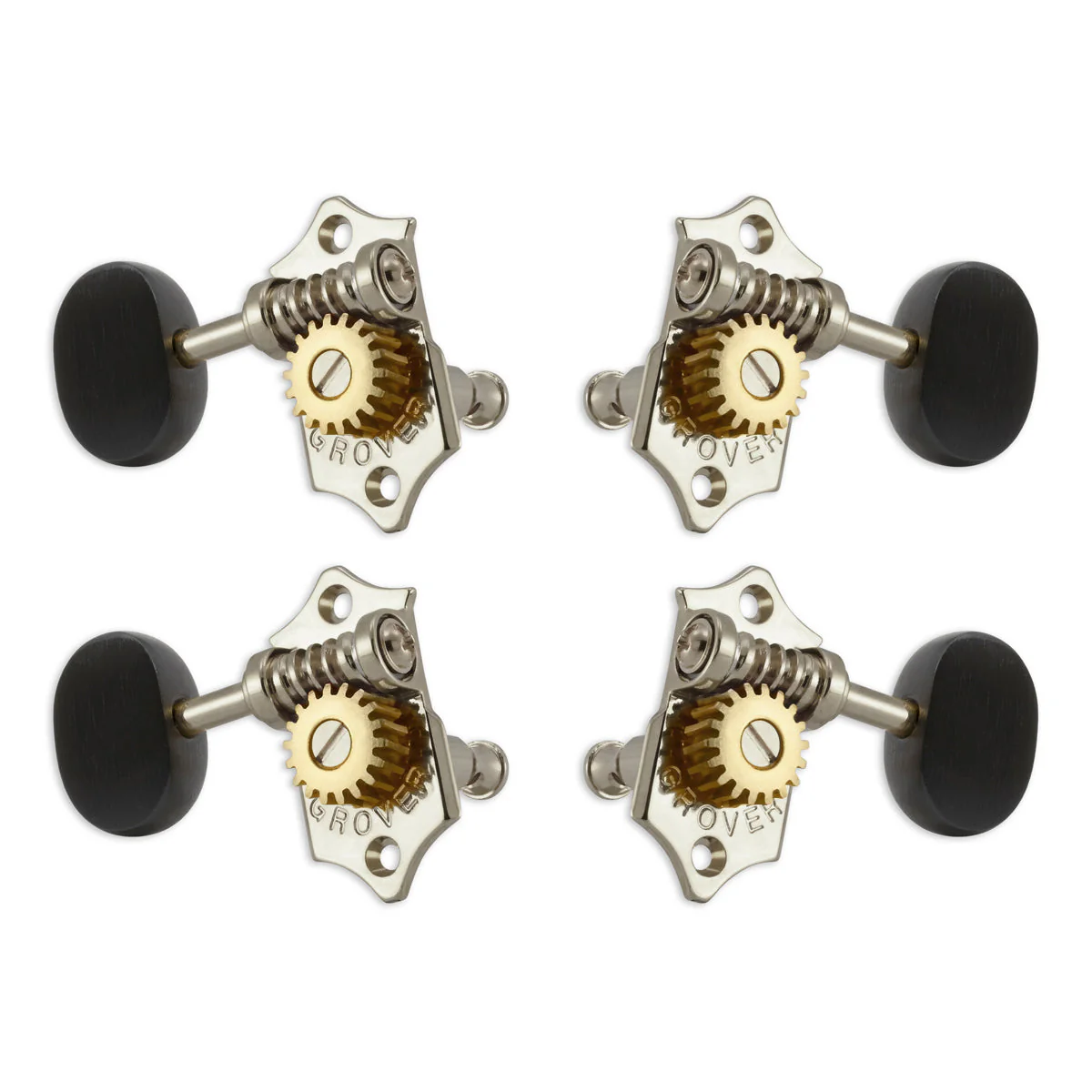 Grover U99 Series Sta-Tite Ukulele Pegs (Set of 4) ~ Nickel ~ Ebony Buttons - Image 2