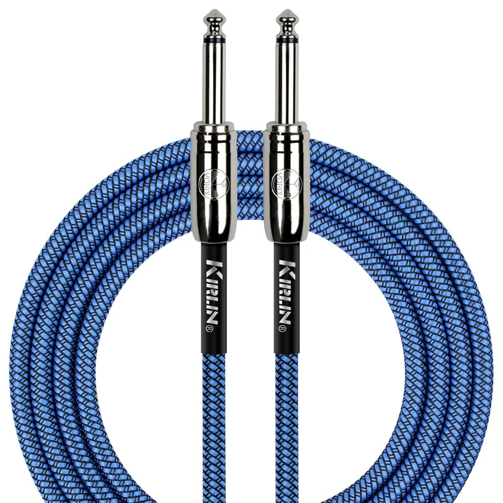 Kirlin 10ft Fabric Cable 1/4" Mono Plug Straight to Straight - Blue - Image 2