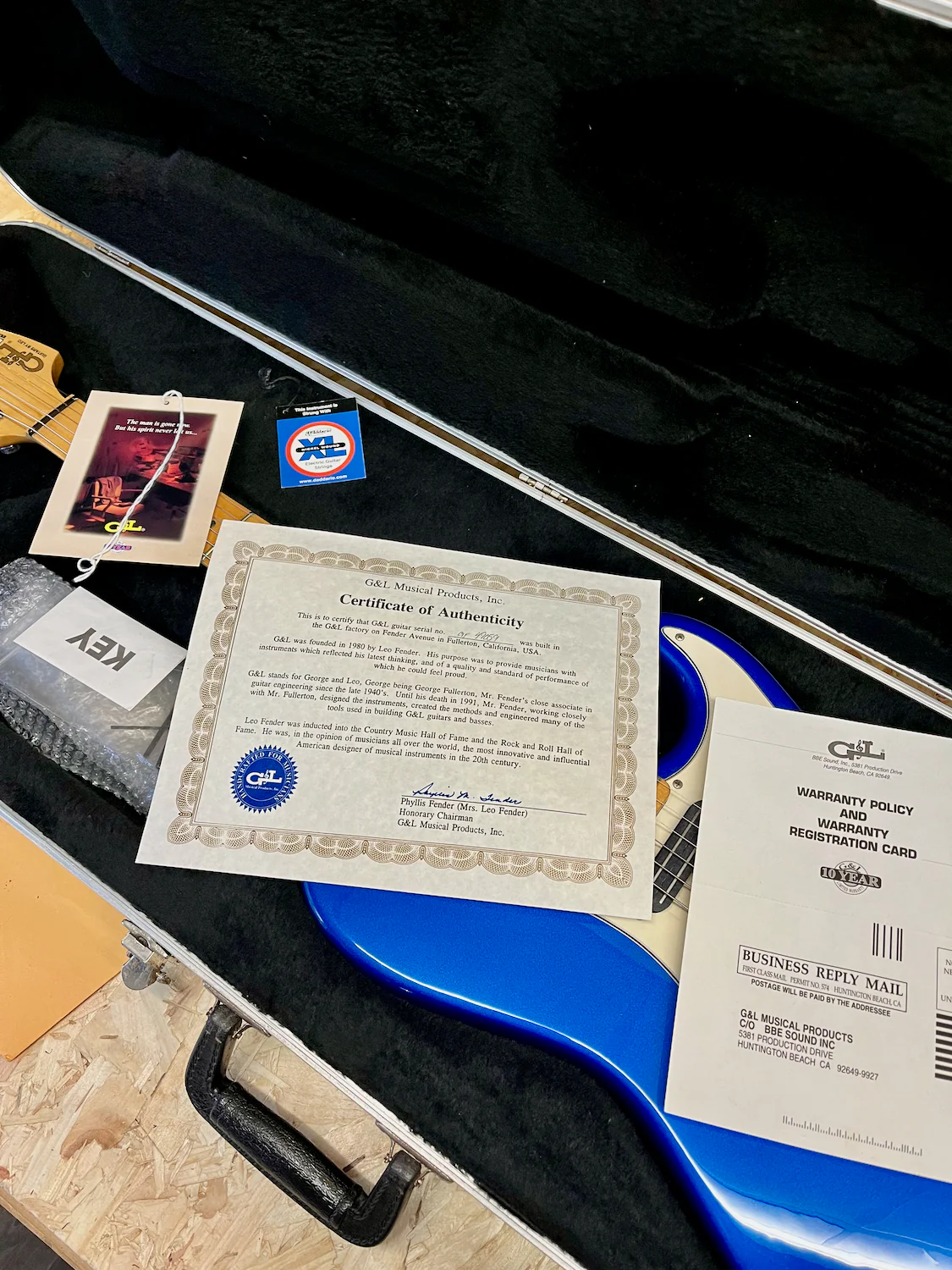 Pre-owned 2008 G&L USA Legacy Special Blue w/Original Case & Paperwork - Image 18