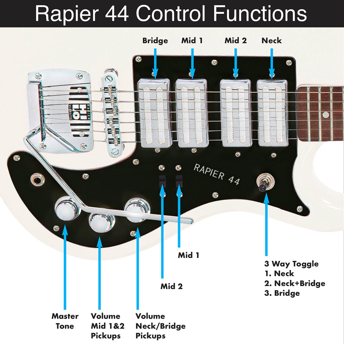 Rapier 44 Electric Guitar ~ Arctic White - Image 4
