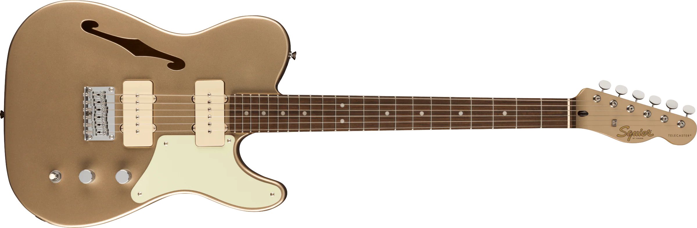 Squier FSR Paranormal Cabronita Telecaster® Thinline, Laurel Fingerboard, Mint Pickguard, Matching Headstock, Shoreline Gold